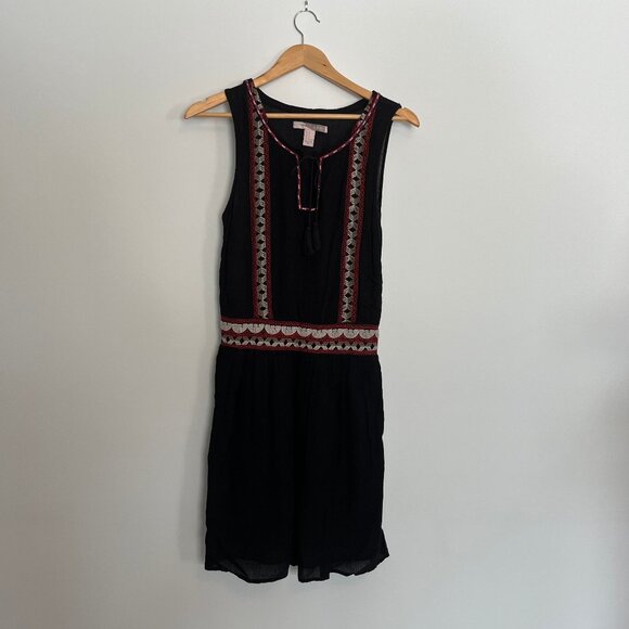 Forever 21. Light Dress. Black with Red and White Embroidered Details. Size M. - Picture 1 of 11